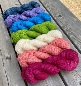 Hazel DK - Cool Rainbow Gradient Set of Seven 4 oz skeins