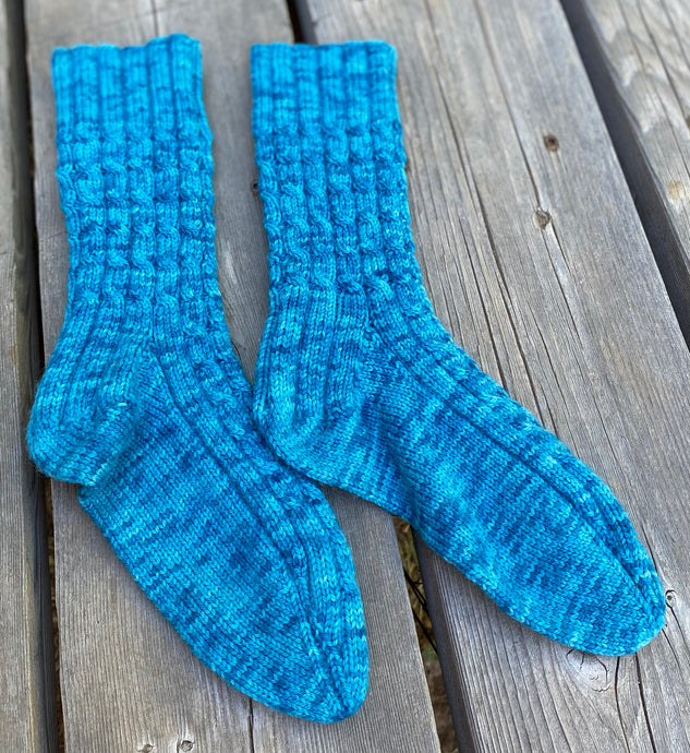 Sample Sale! — Hand Knitted, Cabled Socks in Birch Medium Twist Fingering. 50% OFF!