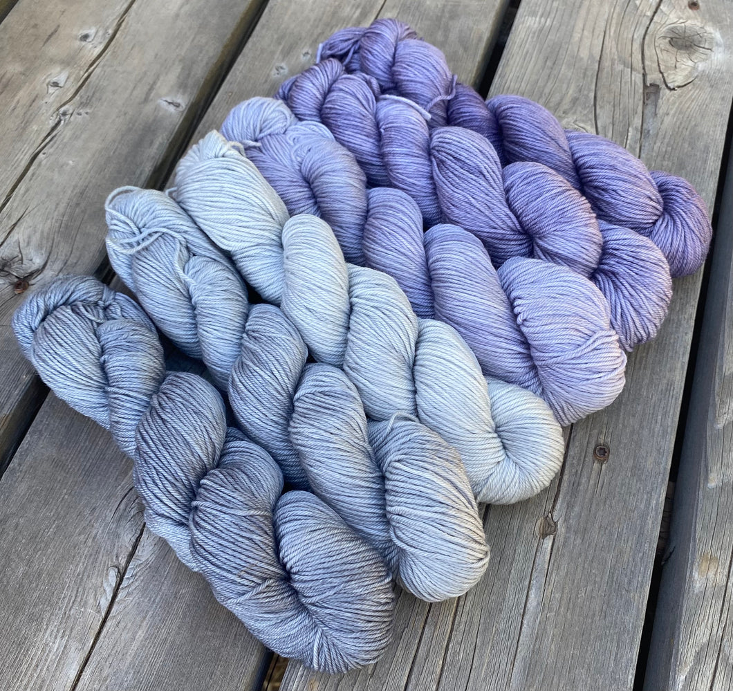 Talisman Fingering — Lavender/Silver Gradient Set of (6) 2 oz skeins