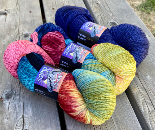 Tartan Worsted — Apple Picking with Pink Colorway and Navy Semisolid 3-skein Set. 10% OFF!