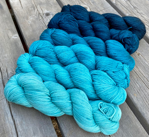 Laurel Fingering — Under the Sea Gradient Set of (6) 2 oz skeins. 10% OFF!