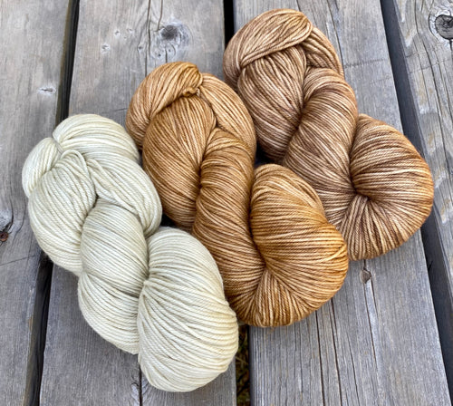 Laurel DK — Cream to Brown Trio Set, 4 oz skeins  10% OFF!