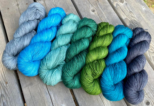 Solstice Sock - Kelpie Gradient Set of Seven 4 oz skeins