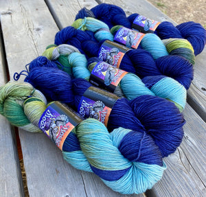 Merino / Silk / Cashmere Fingering - Minerva McGonagall (with added Navy), and Navy Blue Semisolid *LIMITED EDITION*