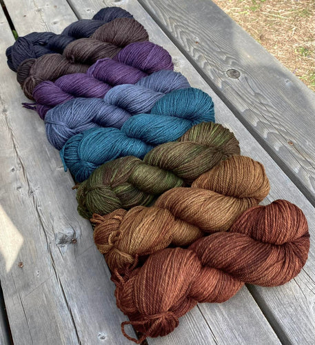 Meadowsweet Sport - Subterranean Rainbow Gradient set of Eight 4 oz skeins