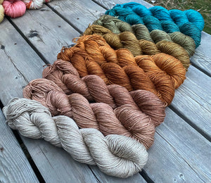 Alder Worsted - Marshland Gradient Set, Nine 4 oz skeins.